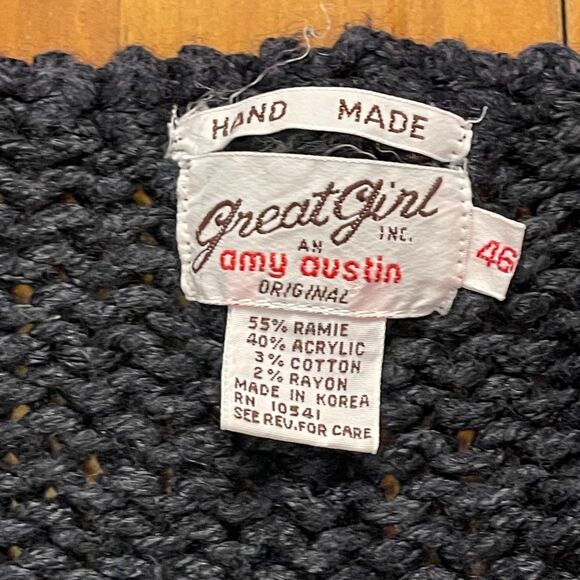 Handmade Abstract Black White Sweater 1980s Great Girl Amy Austin Womens Medium - Picture 8 of 9